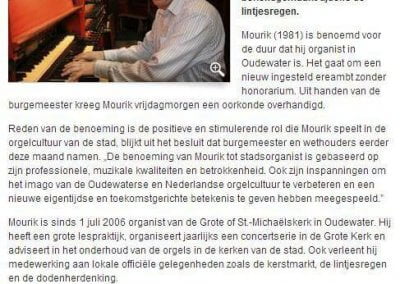 Gerben Mourik benoemd als stadsorganist van Oudewater